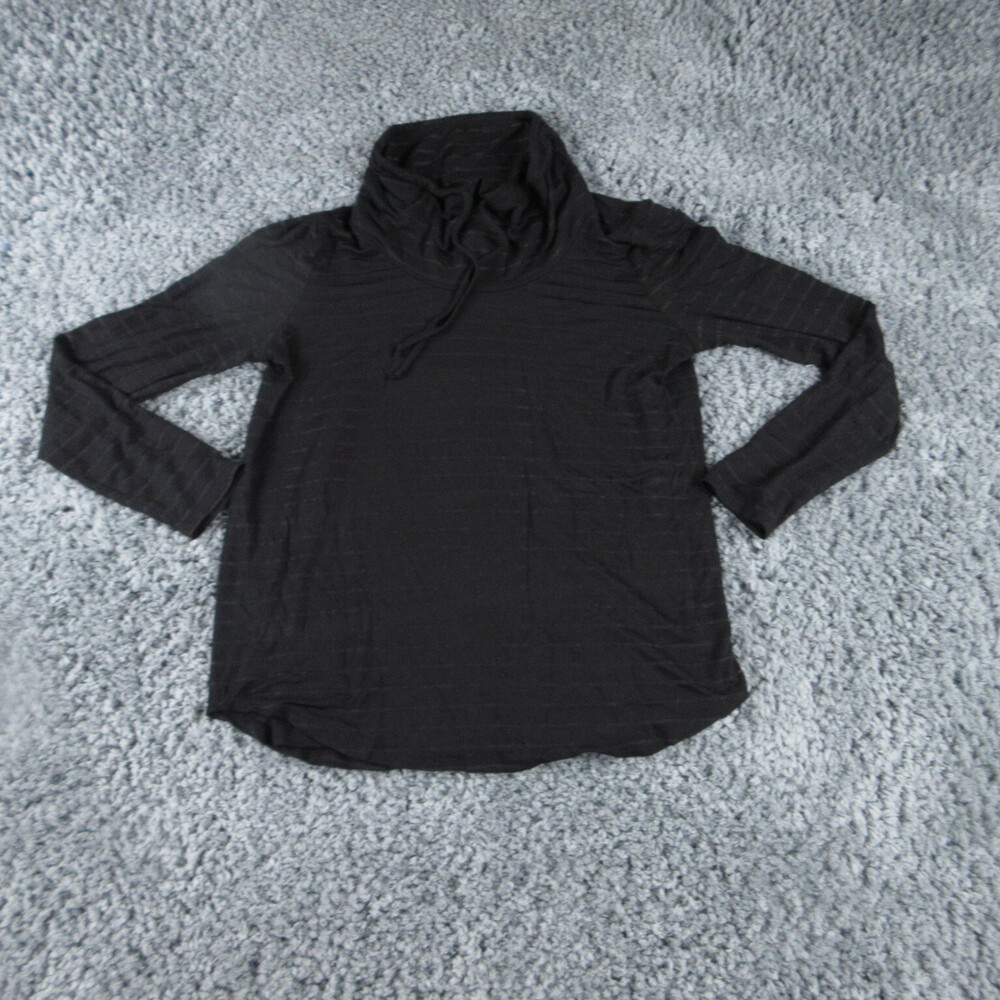 Chelsea & Theodore Shirt Womens Large Black Striped Long Sleeve Drawstring